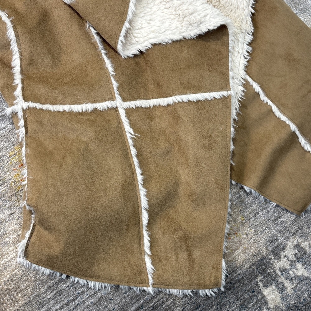 Y2K Boho Sherpa Suede Vest Western Festival Fairycore Layering‎ Small - Picture 3 of 13